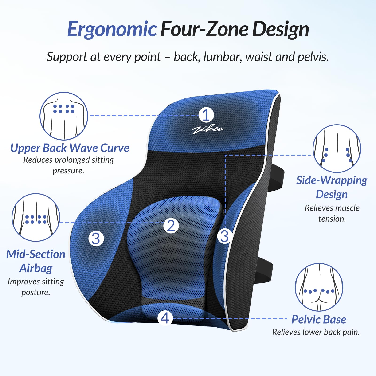 ZIKEE breathable honeycomb fabric reduces heat buildup for all-day comfort.