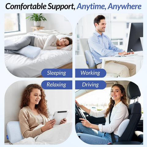 ZIKEE compact foam pillow demonstrates versatility on bed, chair, or sofa
