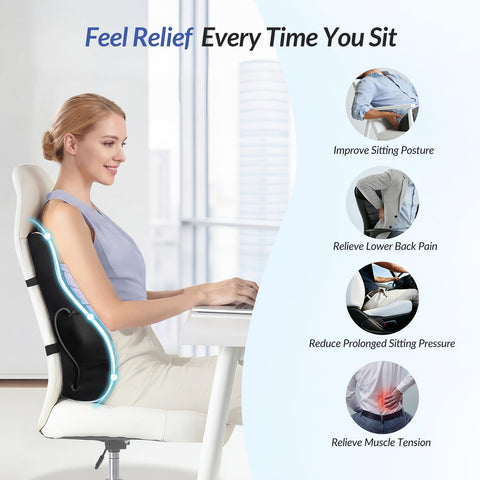 ZIKEE four-zone lumbar support emphasizing wraparound alignment for posture during long sits.