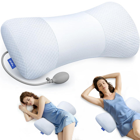 ZIKEE inflatable lumbar support pillow on bed with adjustable height for comfort