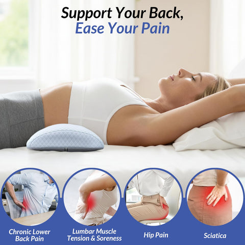 ZIKEE lumbar pillow side view showing extended wings for waist support