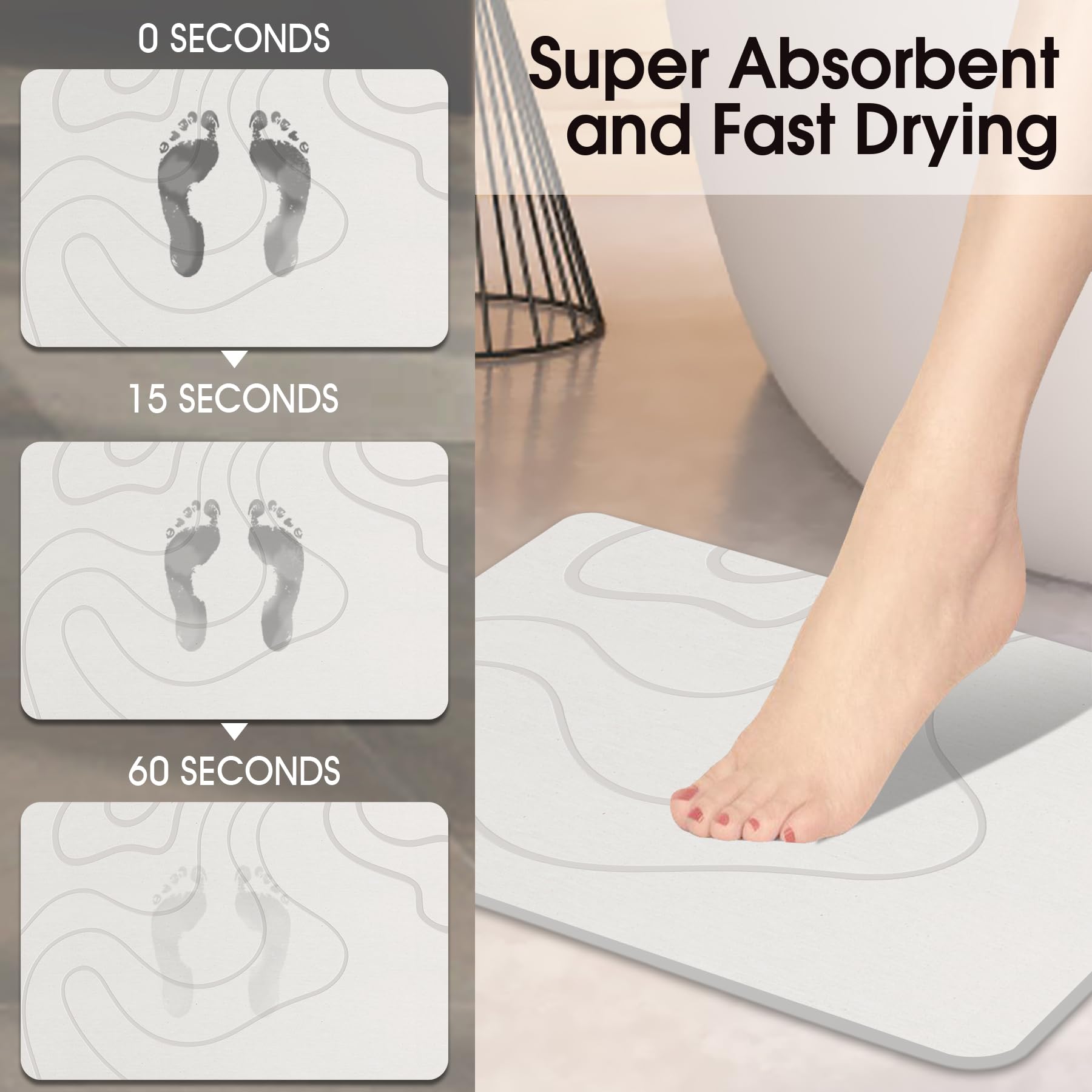 ZIKIBL stone bath mat shows superior absorbency for dry floors