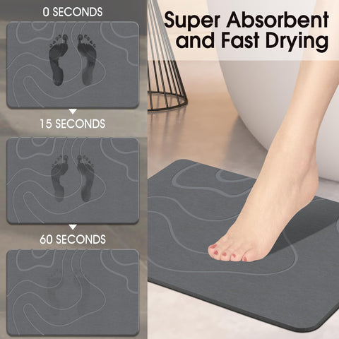 ZIKIBL Stone Bath Mat absorbent surface keeps feet dry after showers.