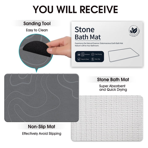 ZIKIBL Stone Bath Mat ideal for bathroom, kitchen, or entryway use.