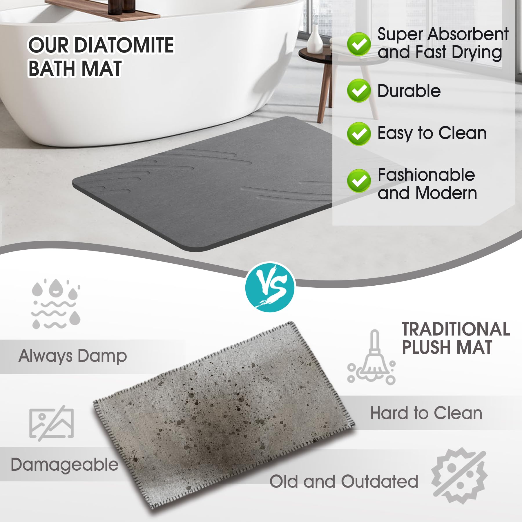 Minimalist gray feather color blends with any decor.