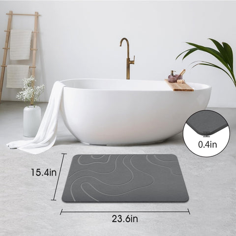 ZIKIBL Stone Bath Mat non-slip surface with rubber layer for safety.