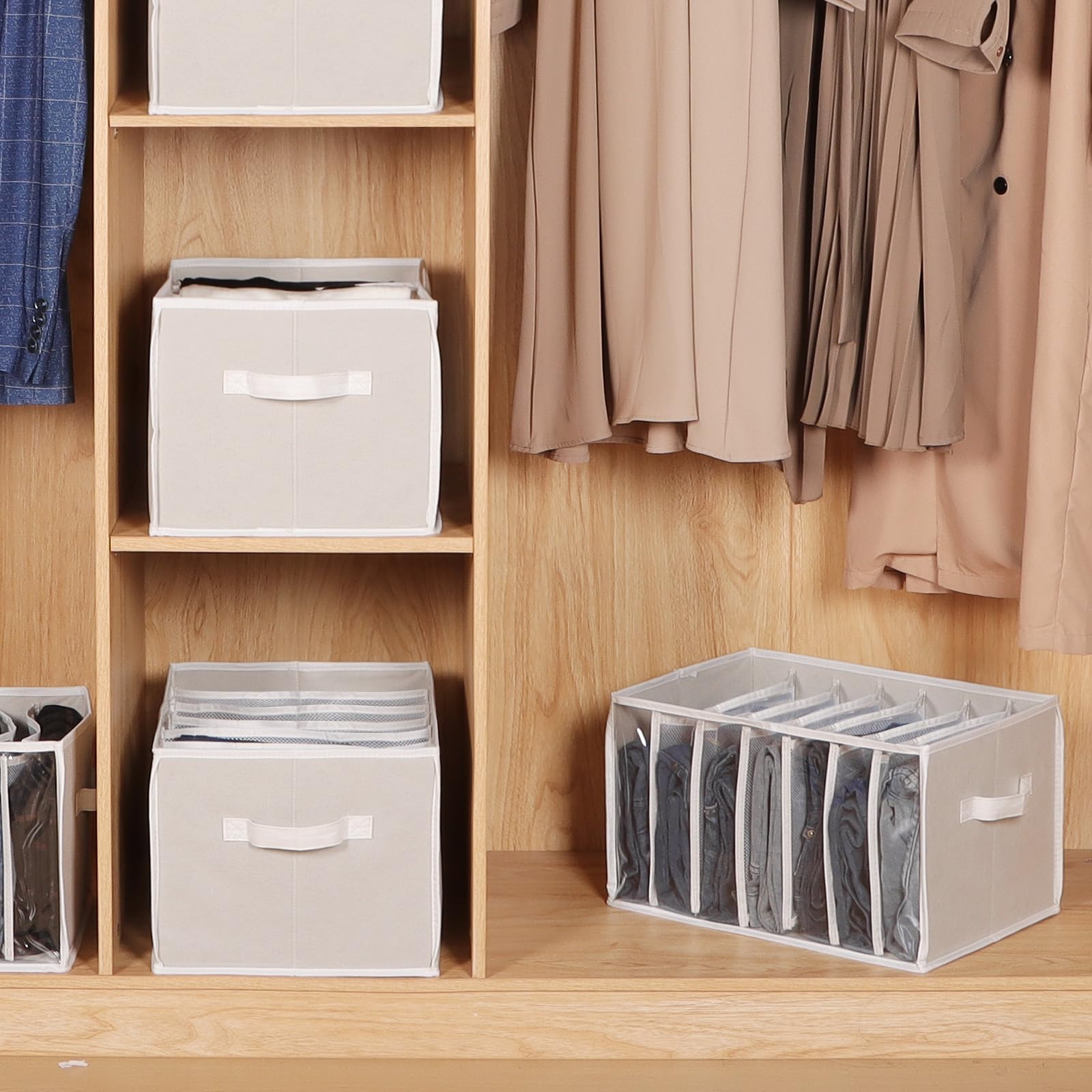 Zilink 3-pack beige wardrobe organizers set for neat closet management