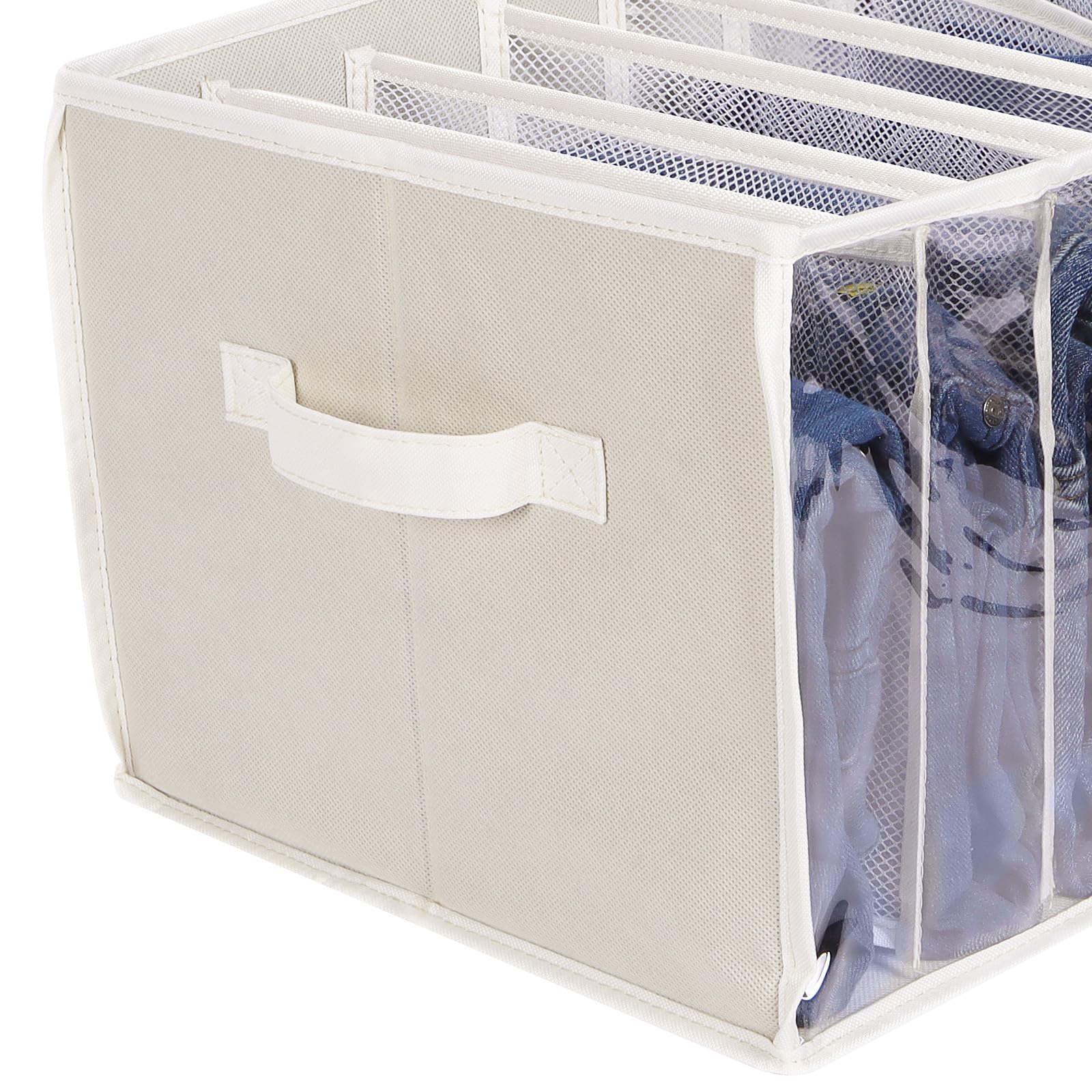 Zilink 7-grid closet organizer interior shows clear PVC partitions for visibility