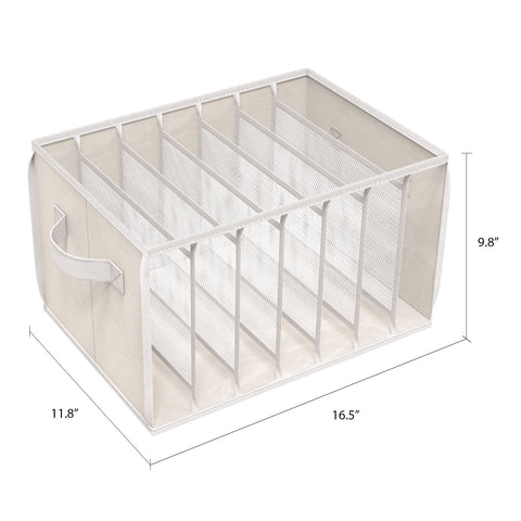 Zilink Upgraded Wardrobe Organizer side view in beige with reinforced edges