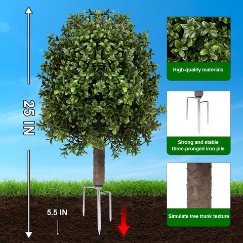 Zilithra boxwood topiary ball with dual-tone leaves for natural garden appeal.