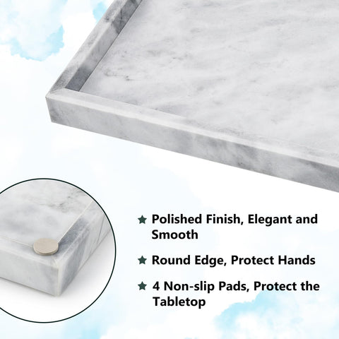 Zilukar marble tray bathroom sink area keeps toiletries neatly arranged and protected.