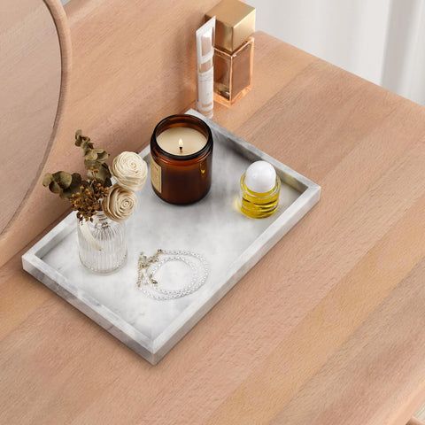 Zilukar marble tray candles perfume area creates a serene display and easy access.