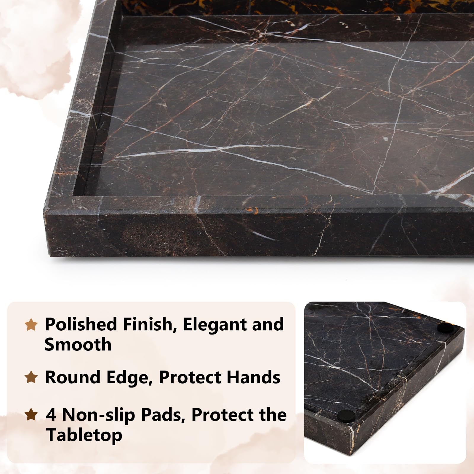 Zilukar marble tray with candles adds decor and surface protection