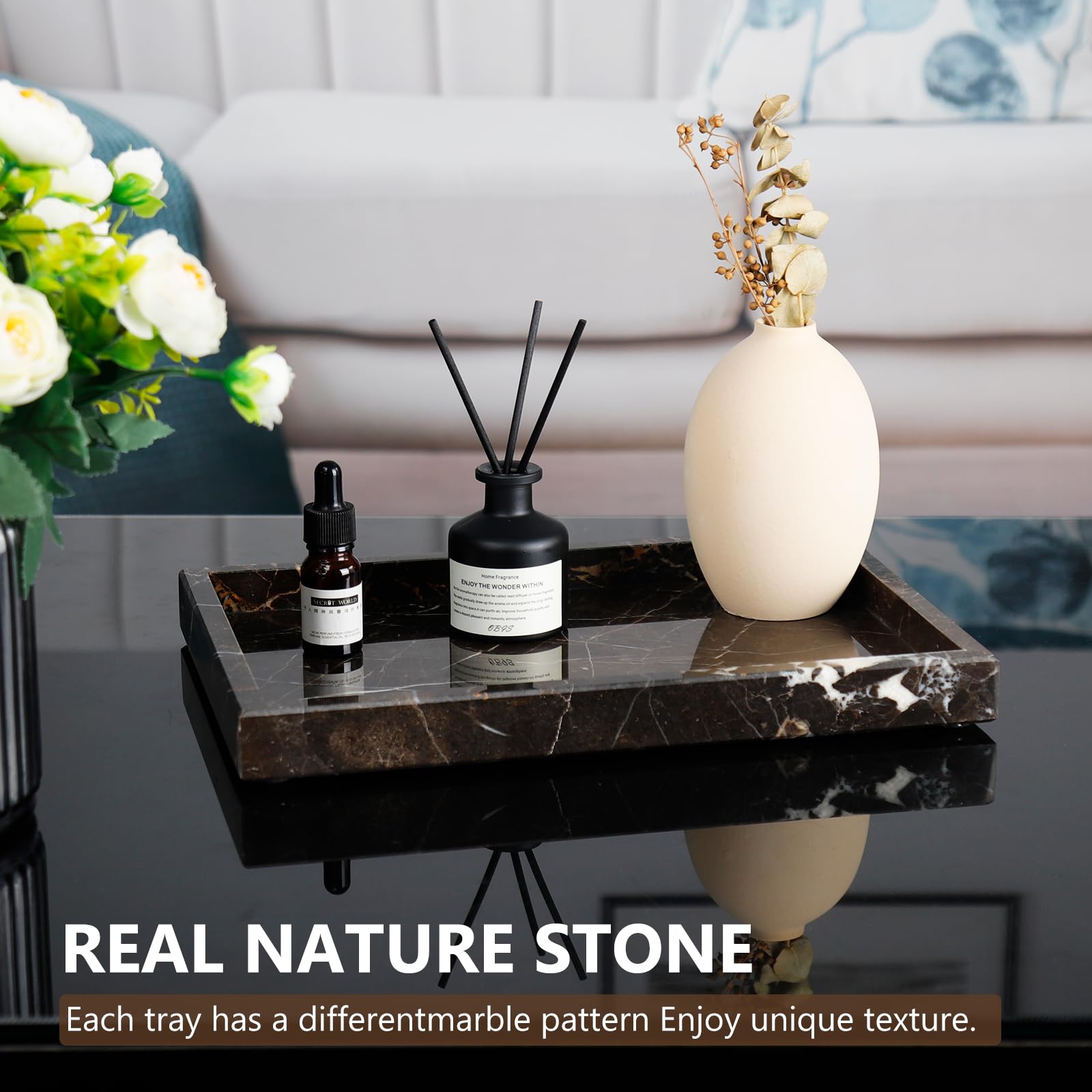 Zilukar marble tray cosmetics organizer keeping vanity tidy