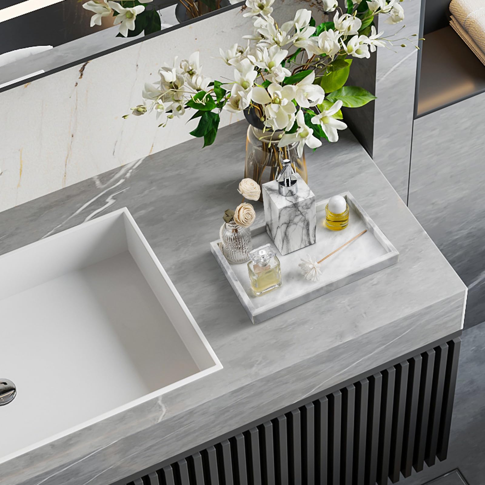Zilukar marble tray desktop decor offers a chic spotlight for small items.