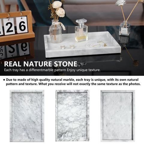 Zilukar marble tray jewelry cosmetics holds rings and bottles with timeless elegance.
