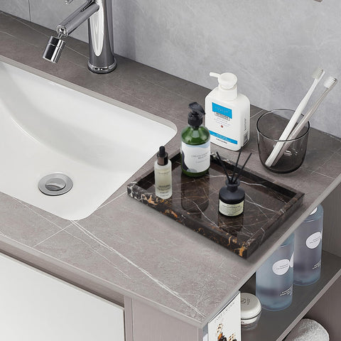 Zilukar marble tray holds lotions and perfumes safely