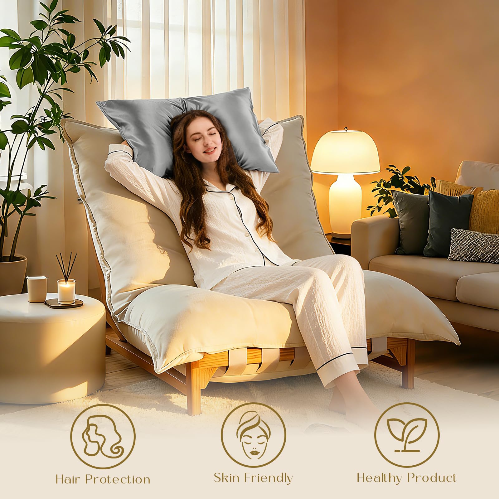 ZIMASILK gray pillowcase with fade-resistant color for lasting vibrancy.