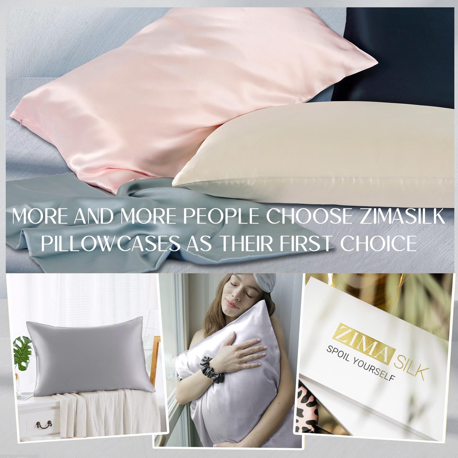ZIMASILK 600-thread-count label emphasizing dense, luxurious feel