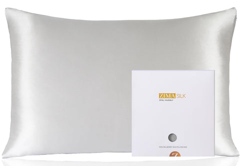 ZIMASILK pillowcase close-up reveals premium 6A mulberry silk texture for smooth skin.