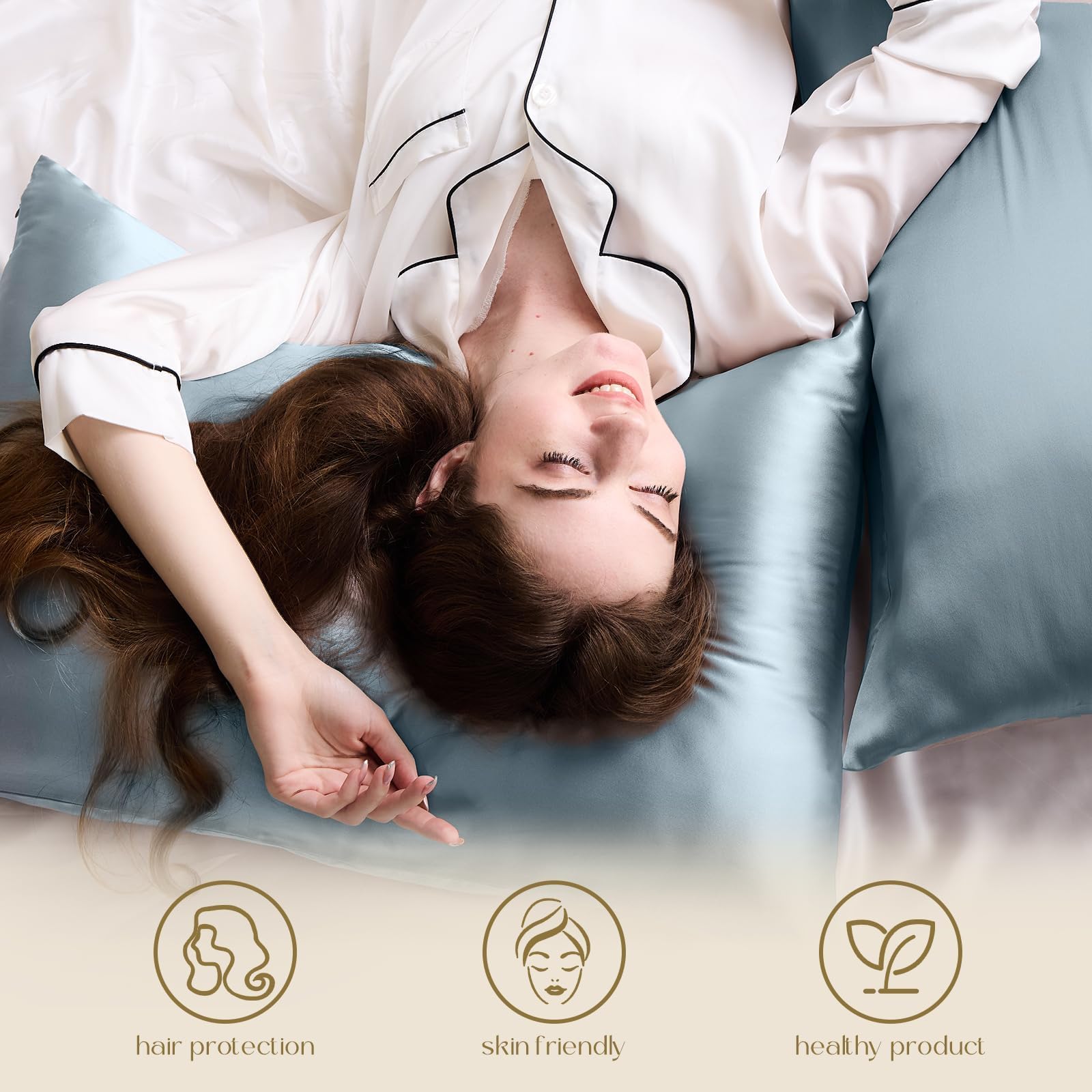 ZIMASILK anti-static silk reduces bed head and hair tangles.