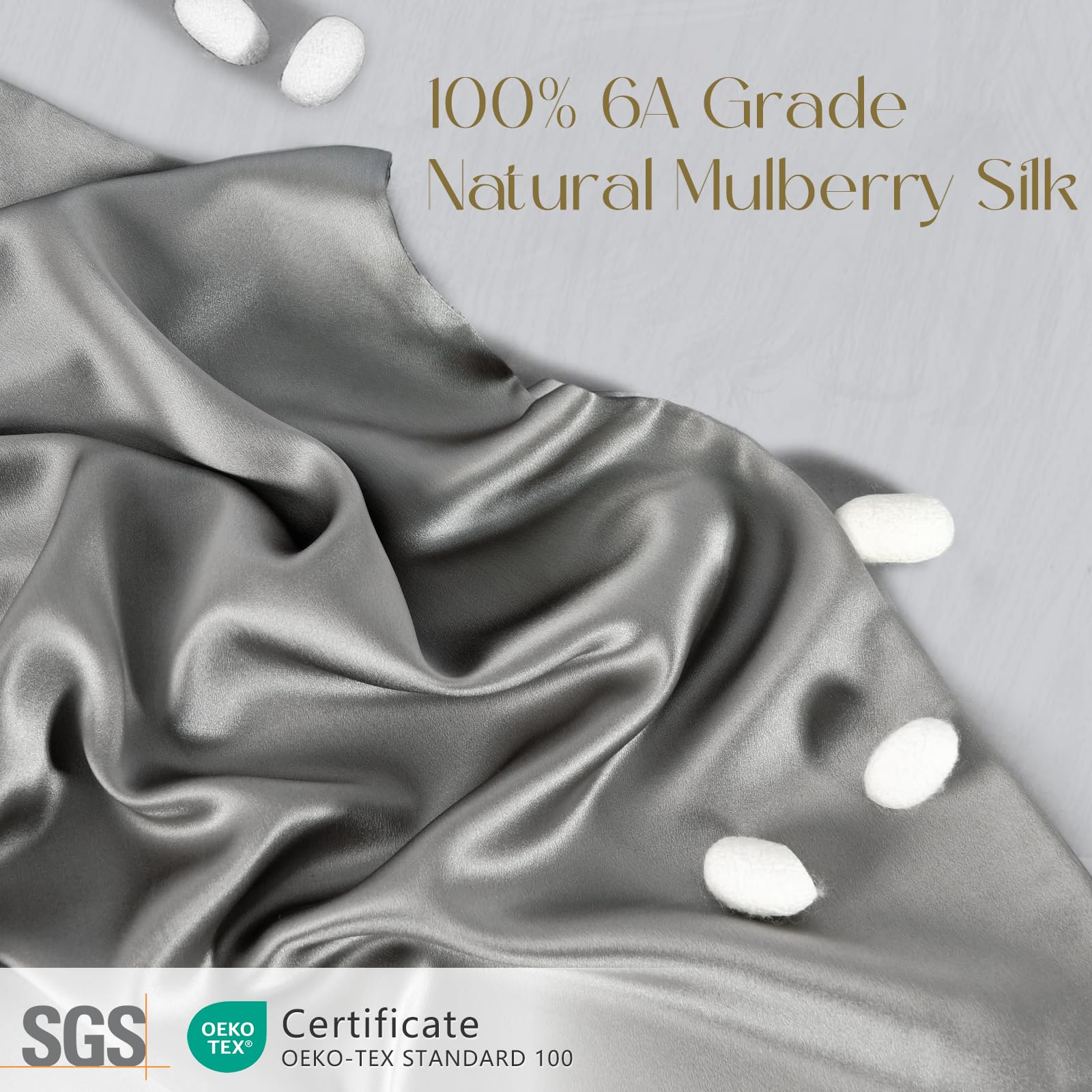 ZIMASILK gray back view—double-sided silk for luxurious sleep