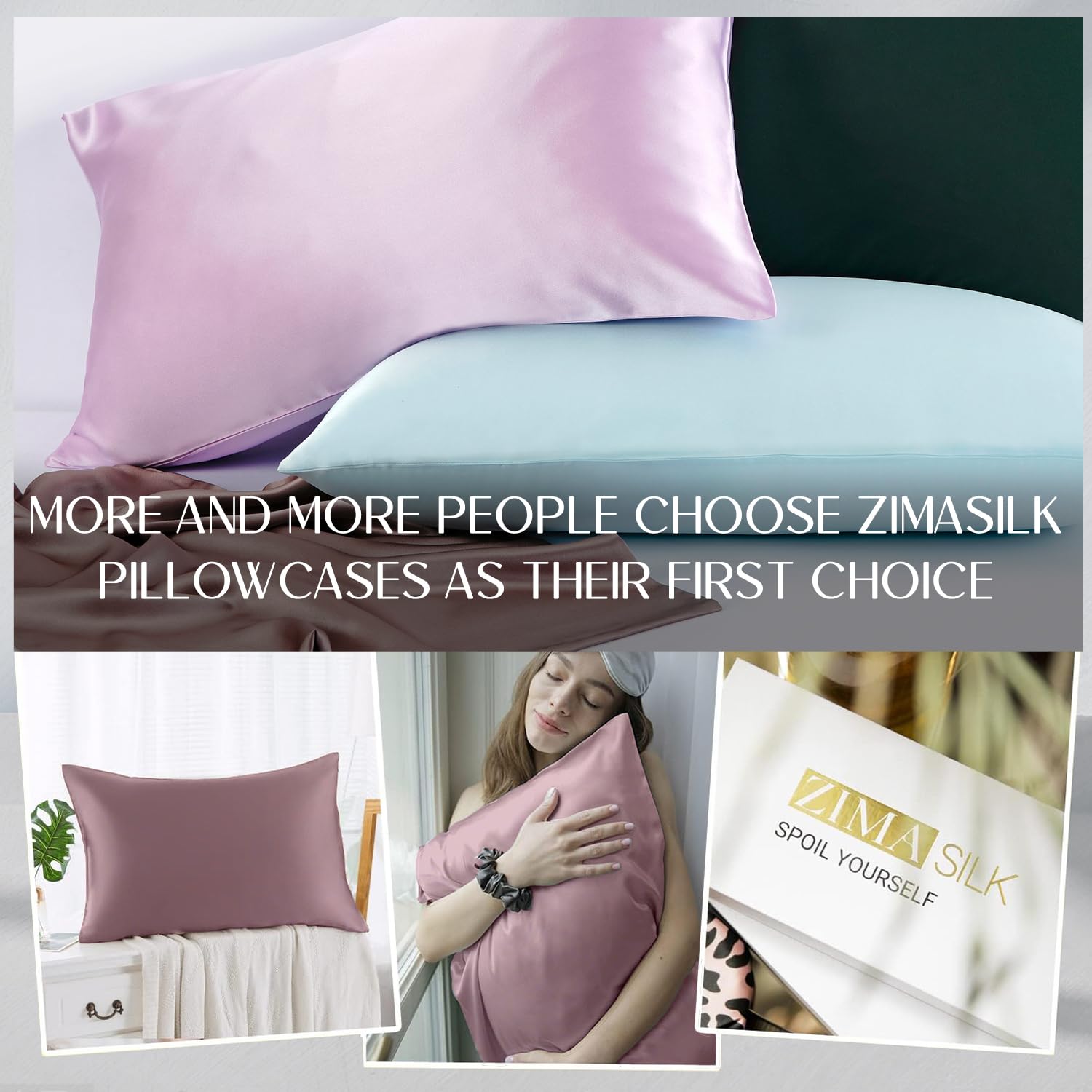 ZIMASILK pillowcase offers a wide color range, including dark mauve.
