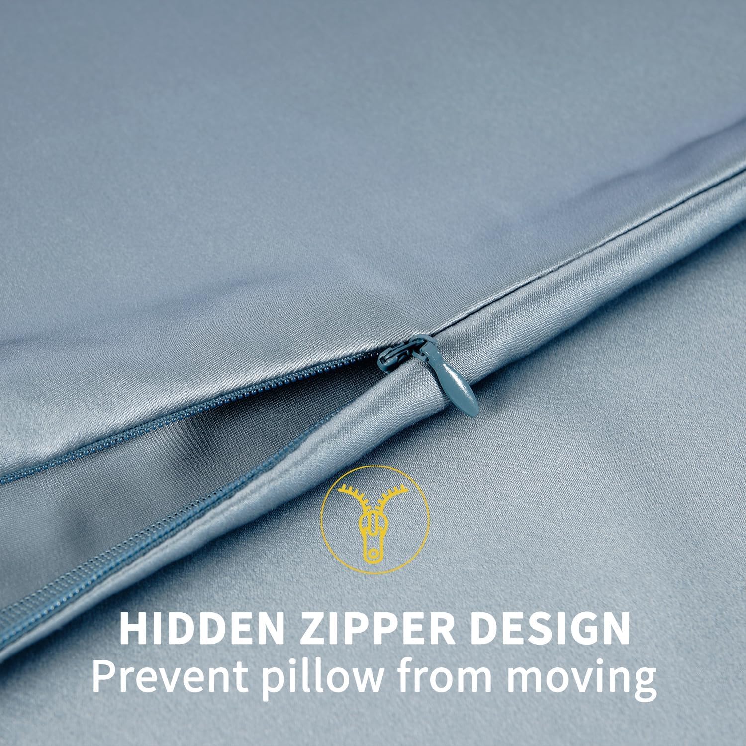 ZIMASILK dusty-blue color option adds refined bedroom style.