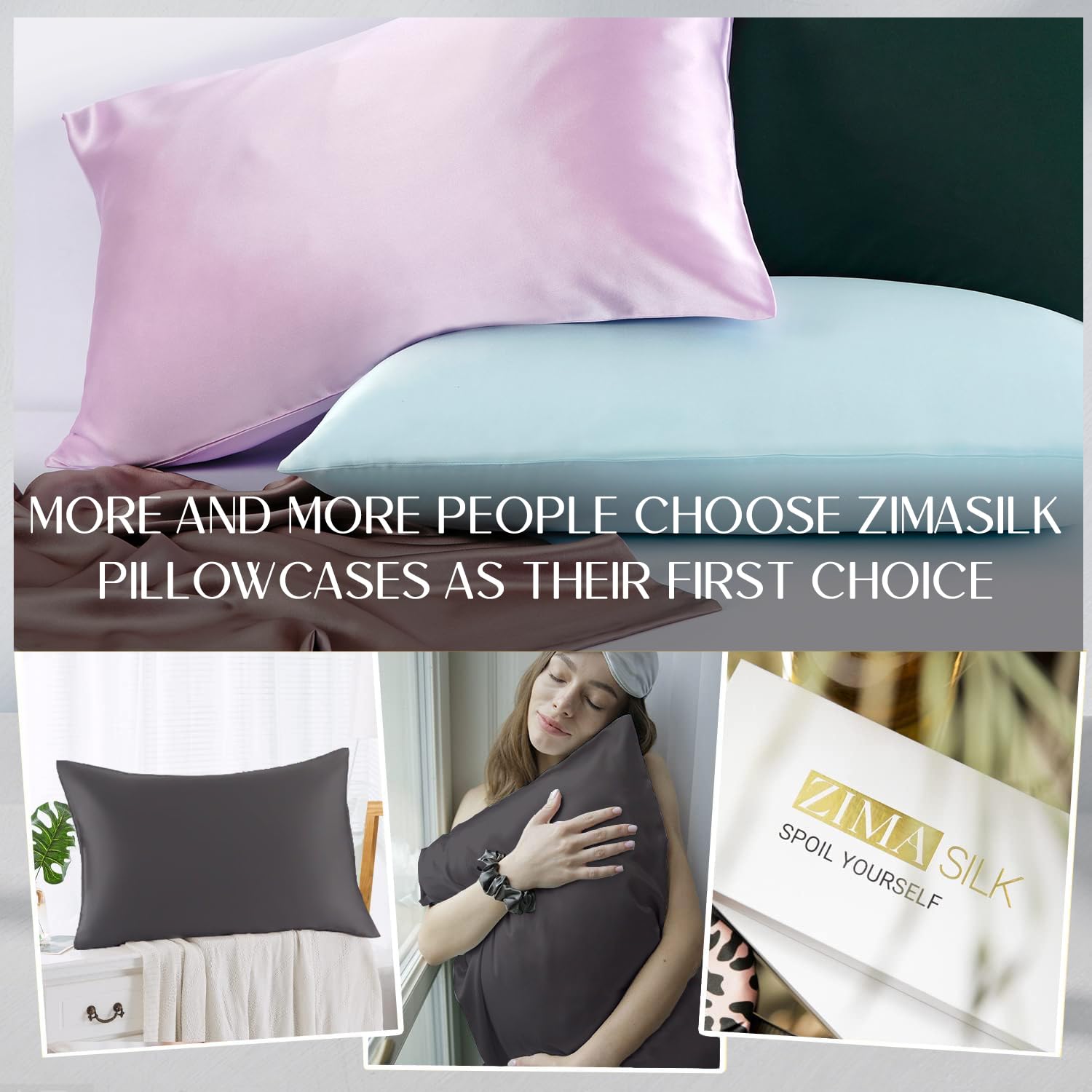 Vibrant colorfast dye on ZIMASILK pillowcase preserves dark gray hue wash after wash.