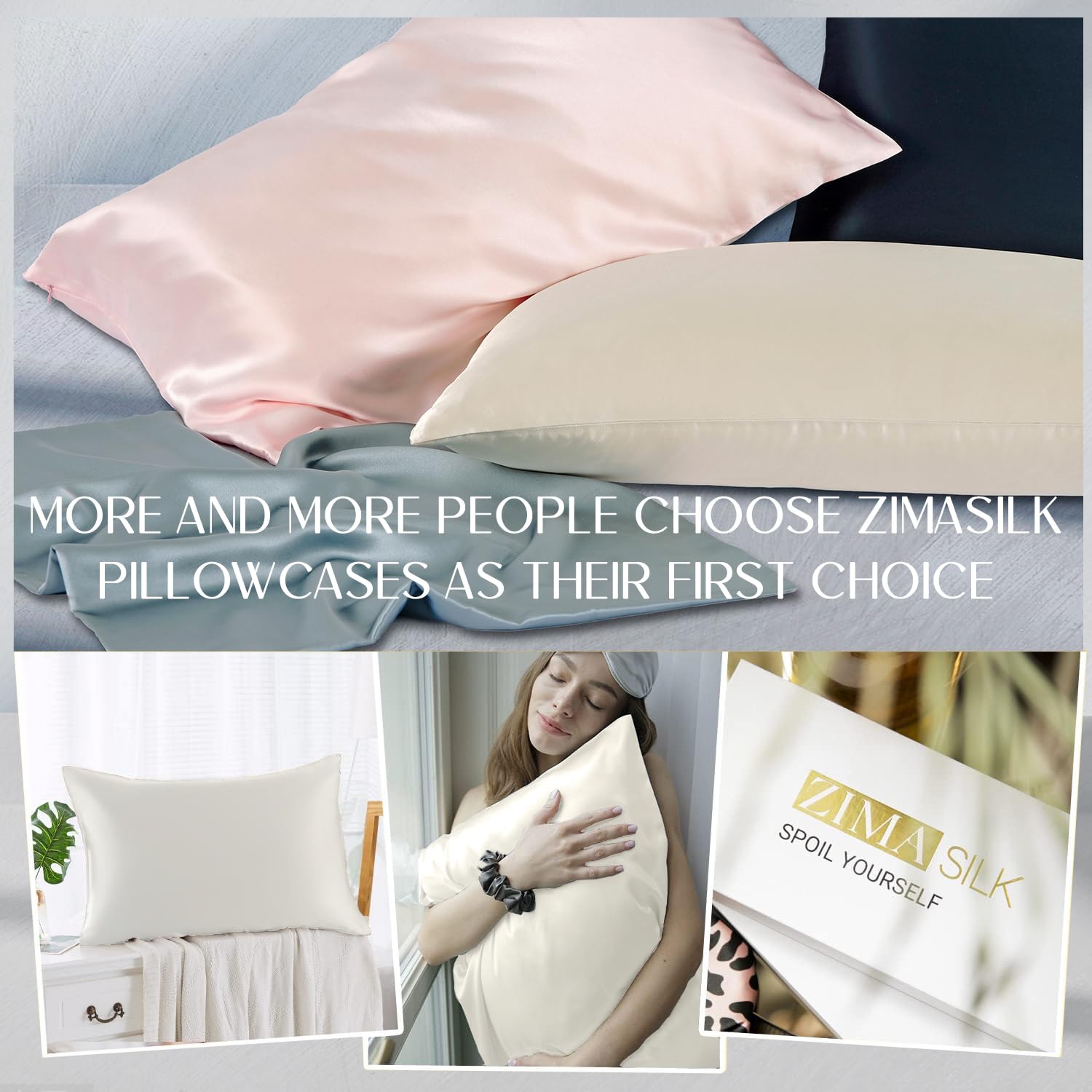 Hidden zipper on ZIMASILK silk pillowcase provides secure fit