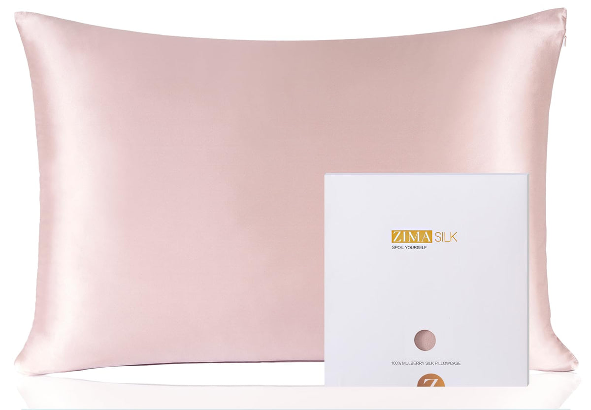 ZIMASILK pillowcase in pure mulberry silk for luxurious softness and hair protection.