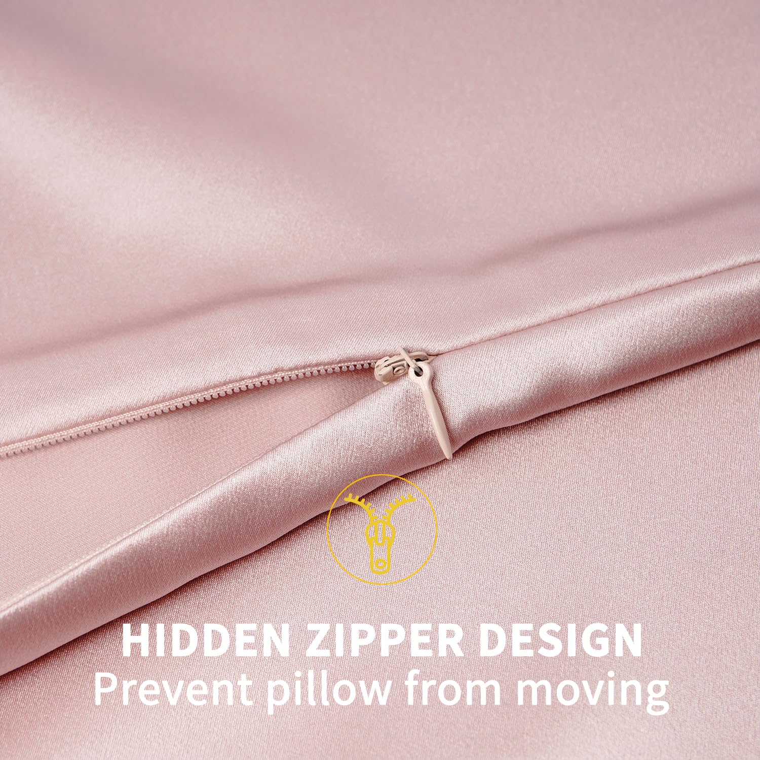 ZIMASILK pale pink pillowcase complements soft bedroom decor.