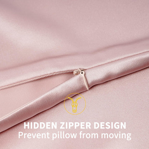 ZIMASILK pale pink pillowcase complements soft bedroom decor.