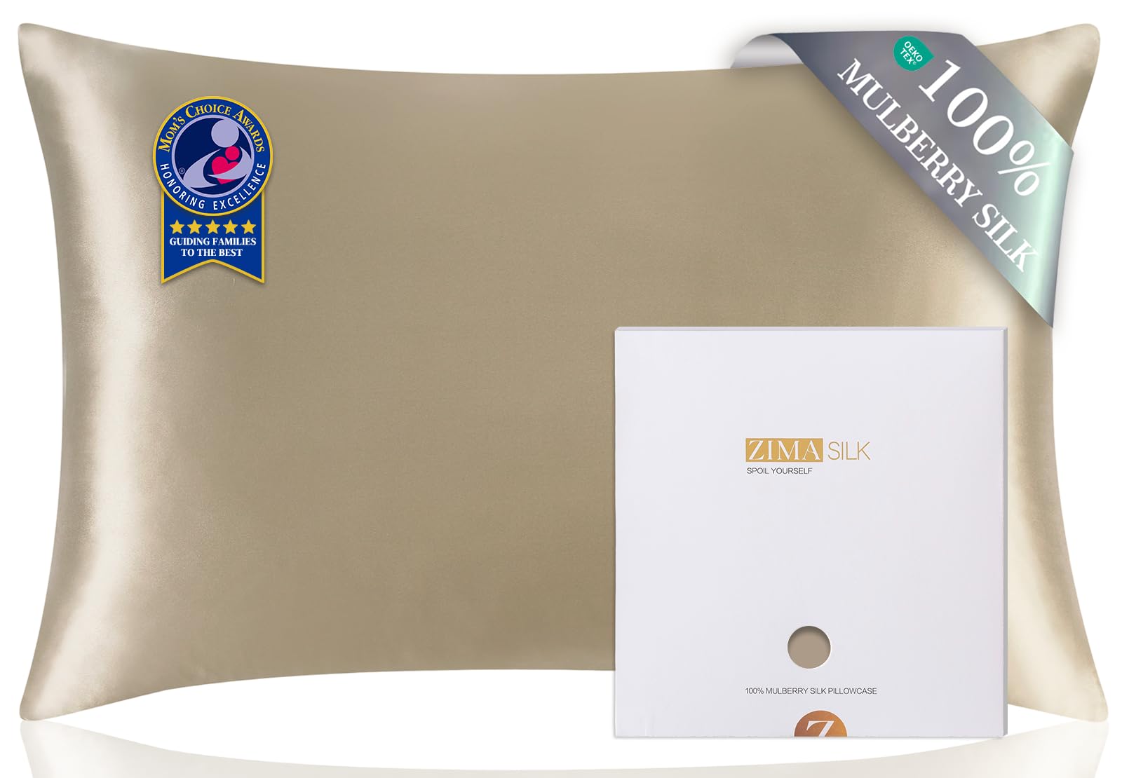 ZIMASILK pillowcase top view shows silky texture for smooth hair and glowing skin