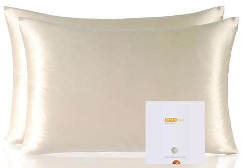 ZIMASILK pure mulberry silk pillowcase queen beige 2-pack for luxurious skin-friendly sleep