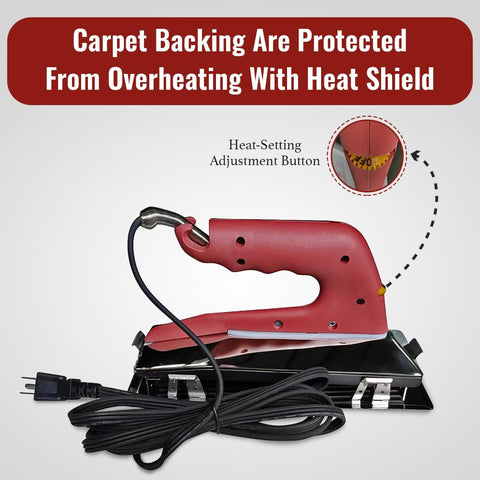 Zimpty ZY377 iron heat-settings close-up highlights versatile temperature control for different carpet fibers.
