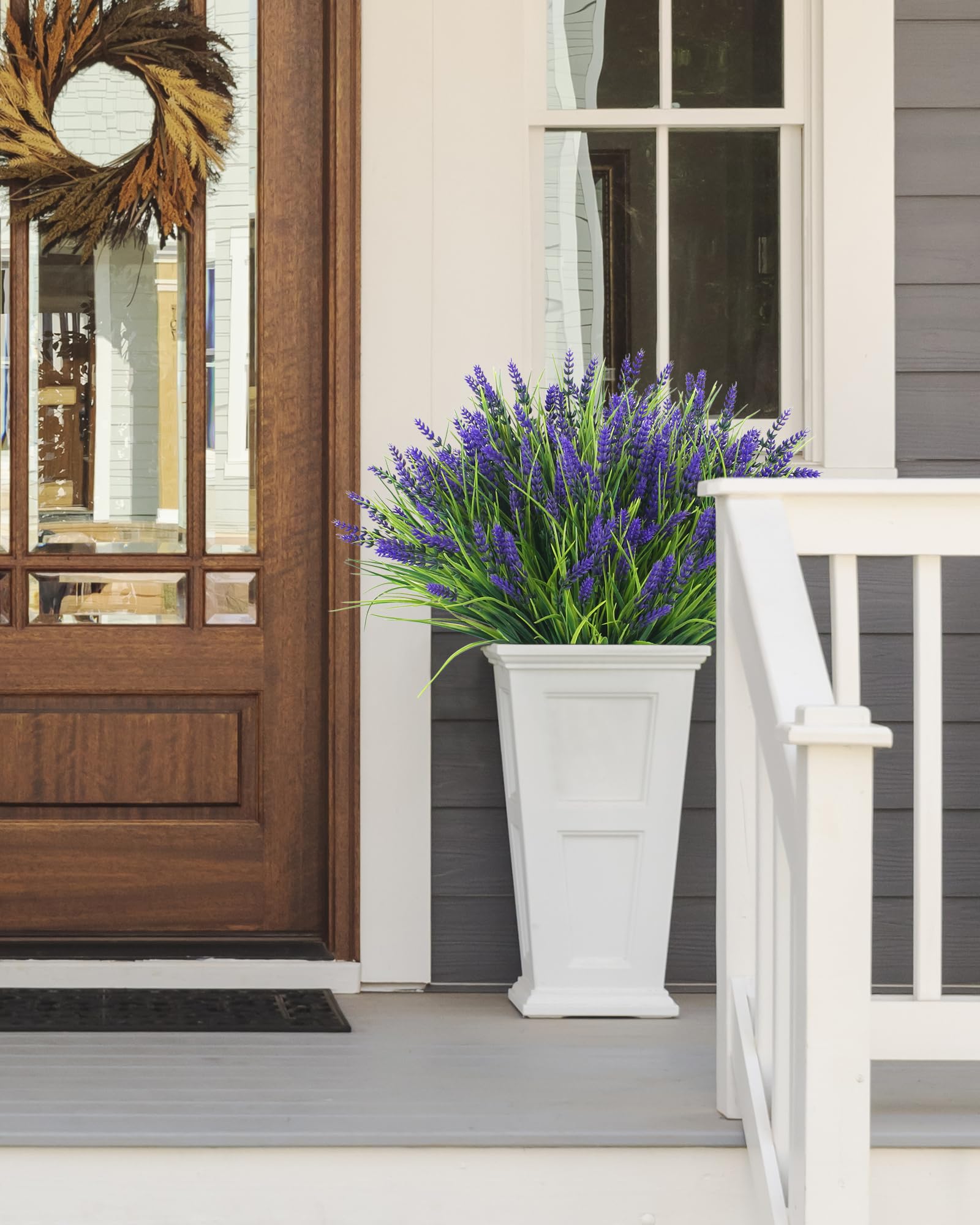 ZINHO faux grass lavender bundle enhances realistic outdoor planters