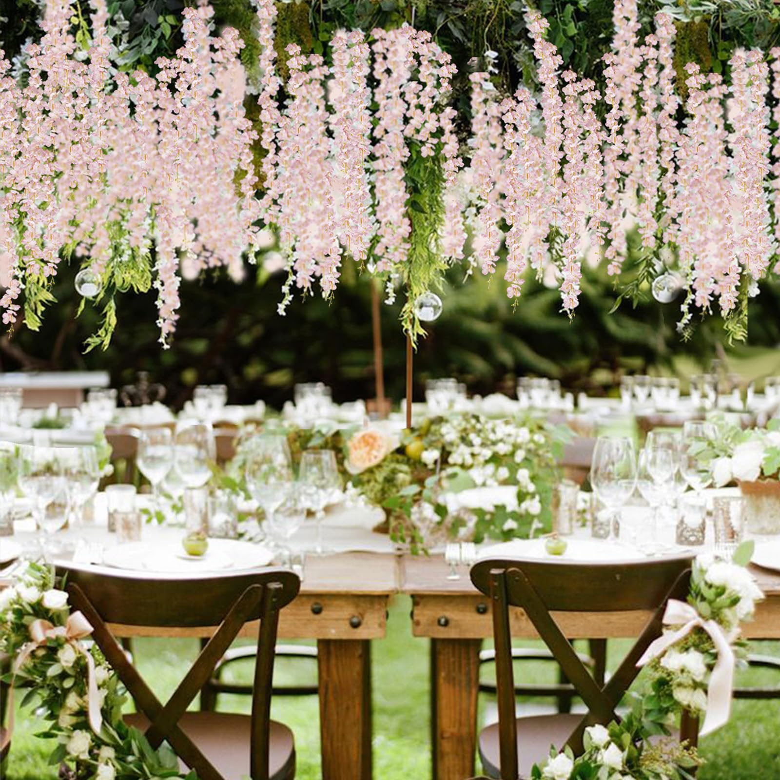 ZINHO wisteria hanging flowers stay fuller with 1800 blossoms.