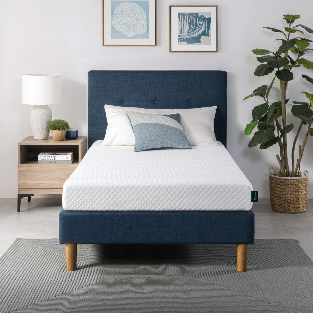 Zinus 6-inch twin mattress top view with breathable cooling memory foam.
