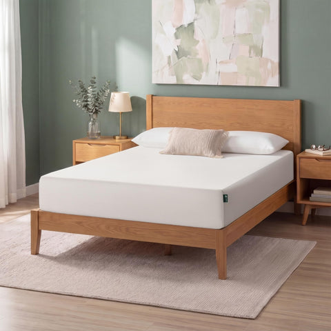 Zinus 6-inch full green tea memory foam mattress in a box for easy setup.