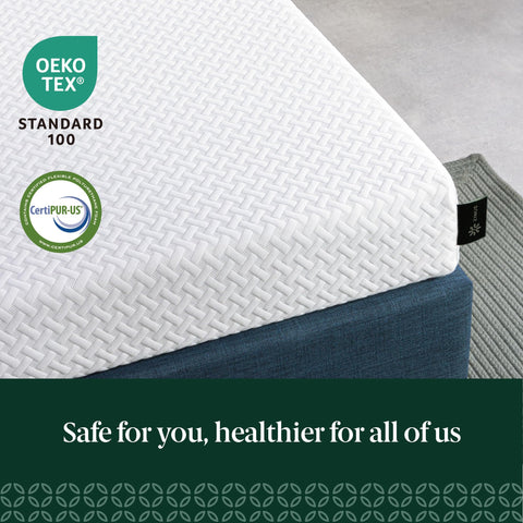 Close-up of Zinus Airflow memory foam layer highlights airflow and relief.