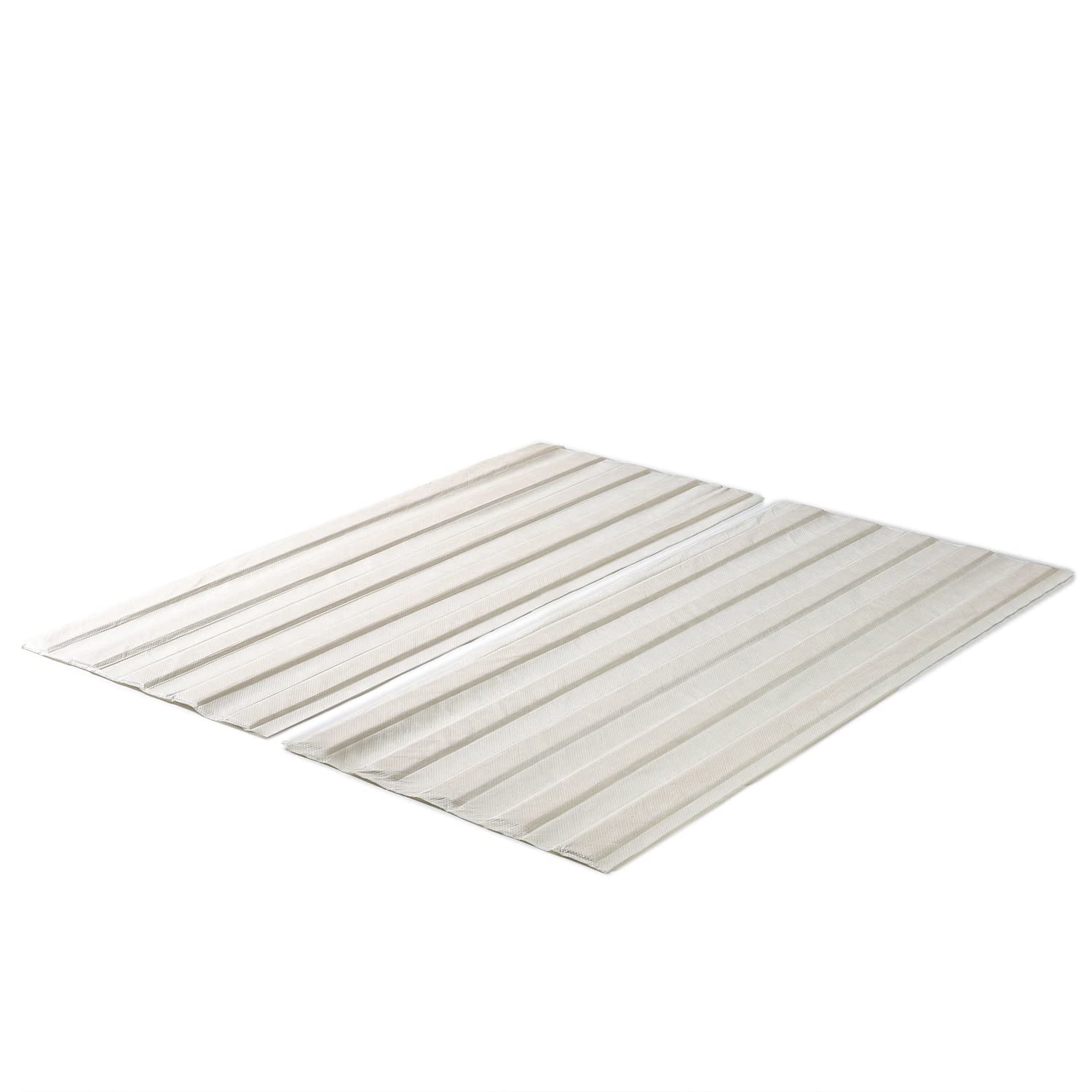 Zinus Compack vertical wood slats with fabric cover provide stable mattress support.
