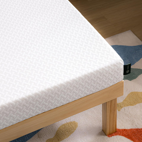 Zinus Cooling Essential Memory Foam Mattress twin side profile shows medium support.