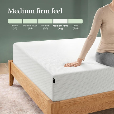 Zinus green tea and charcoal freshness feature seen on mattress surface