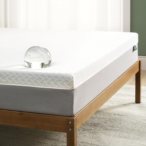 Zinus Green Tea Essential memory foam mattress OEKO-TEX certified cover close-up.