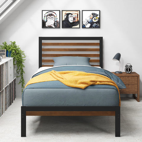 Zinus Kai steel bed frame rails provide solid support for reliable sleep.