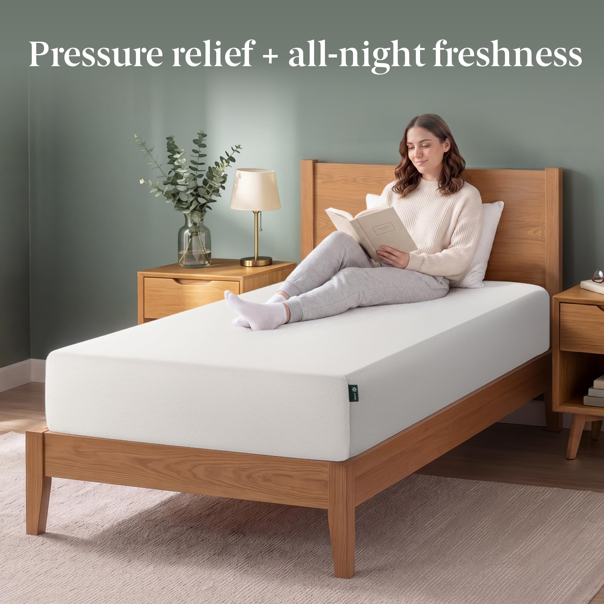 Zinus memory foam layers detail emphasizing zoned pressure relief for varied support
