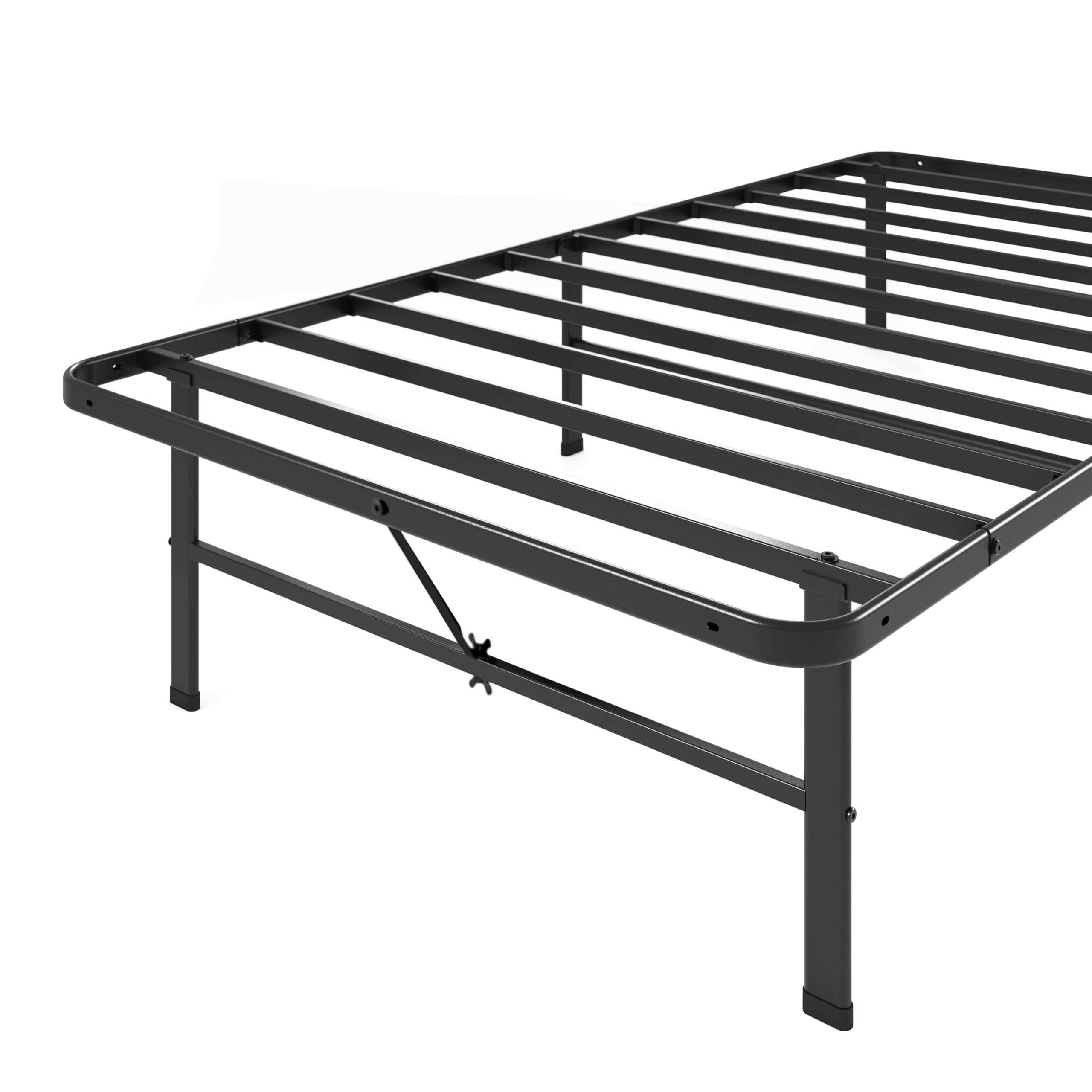 Zinus Rumi heavy-duty steel frame in black finish ensures stable support