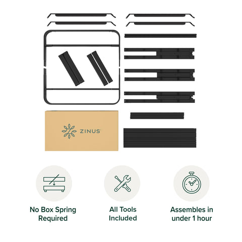 Zinus Rumi under-bed storage space visible, keeping belongings organized