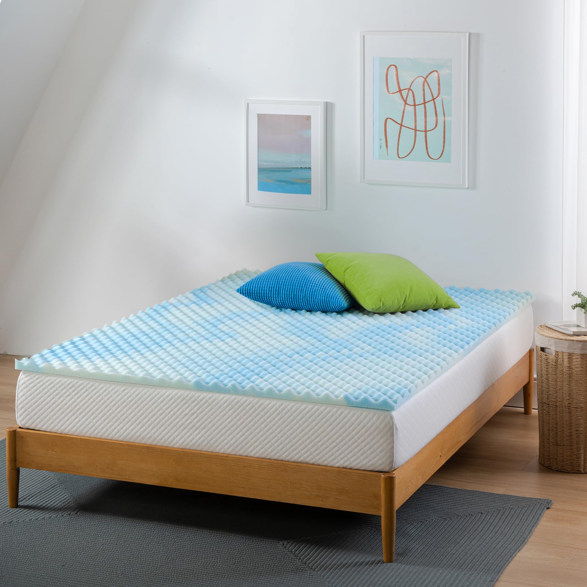 Zinus Swirl Gel Topper 1.5 inch thickness adds gentle elevation